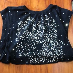 Free people black sequins cropped top with tie back  size medium